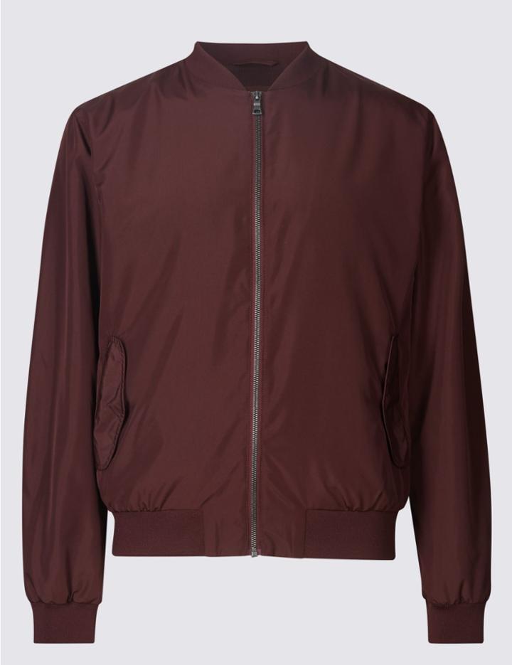 Marks & Spencer Baseball Bomber Jacket With Stormwear&trade; Burgundy