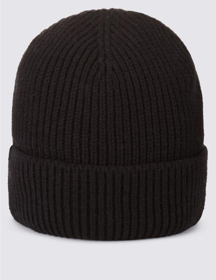 Marks & Spencer Ribbed Beanie Hat Black