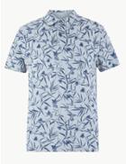 Marks & Spencer Cotton Bird Print Polo Grey Mix