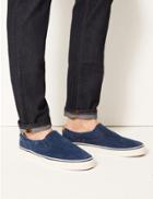 Marks & Spencer Wide Fit Suede Pump Shoes With Freshfeet&trade; Navy