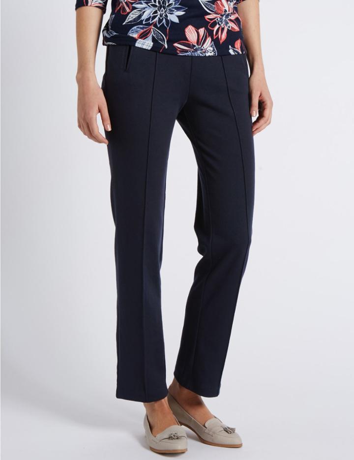 Marks & Spencer Plus Straight Leg Trousers Navy