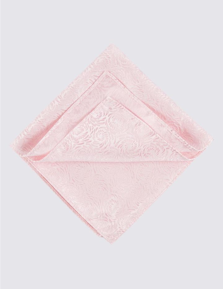 Marks & Spencer Pure Silk Open Swirl Floral Pocket Square Pink Mix