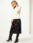 Marks & Spencer Floral Print Midi Skirt Black Mix