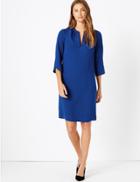 Marks & Spencer Crepe Shift Dress Rich Blue