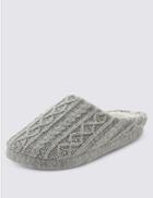 Marks & Spencer Cable Knit Mule Slippers Grey
