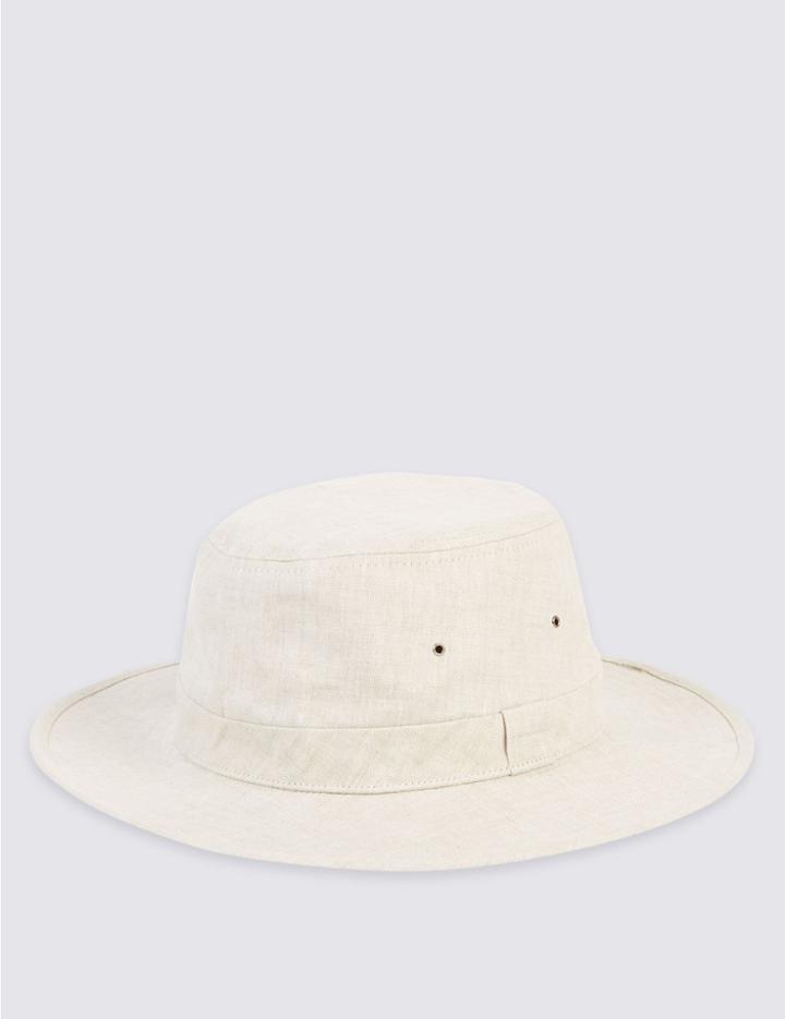 Marks & Spencer Pure Linen Broad Brim Hat Natural
