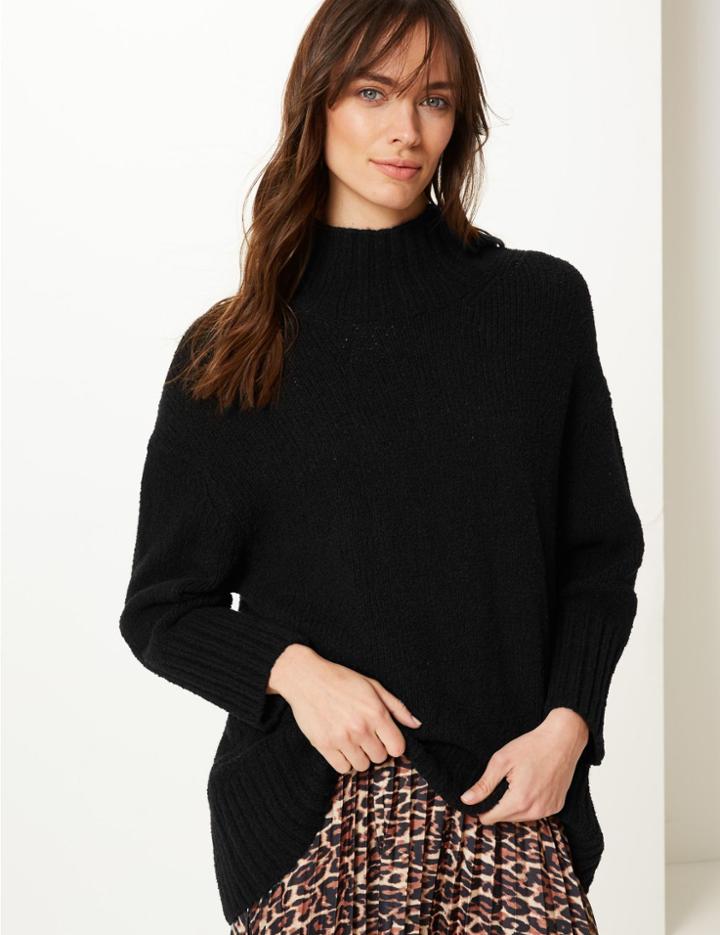 Marks & Spencer Cotton Rich Textured Jumper Black