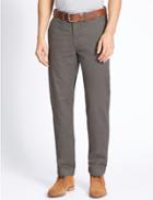 Marks & Spencer Straight Fit Chinos With Belt Grey
