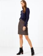 Marks & Spencer Checked Pencil Mini Skirt Brown Mix
