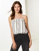Marks & Spencer Striped Square Neck Camisole Top Multi