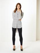 Marks & Spencer Printed Longline Long Sleeve Shirt White Mix