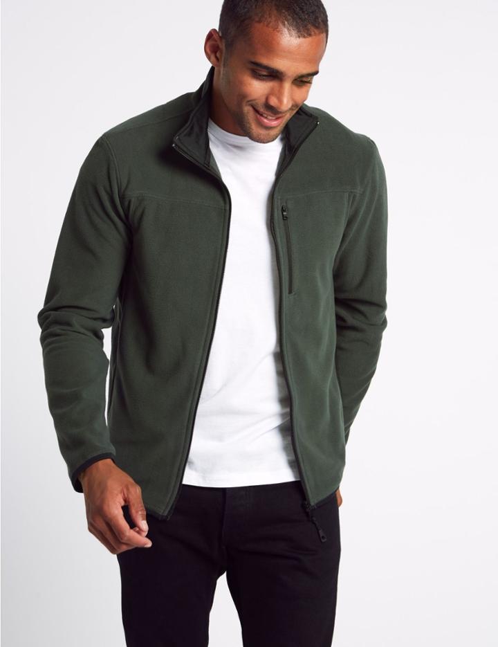 Marks & Spencer Funnel Neck Fleece Jacket With Stormwear&trade; Green