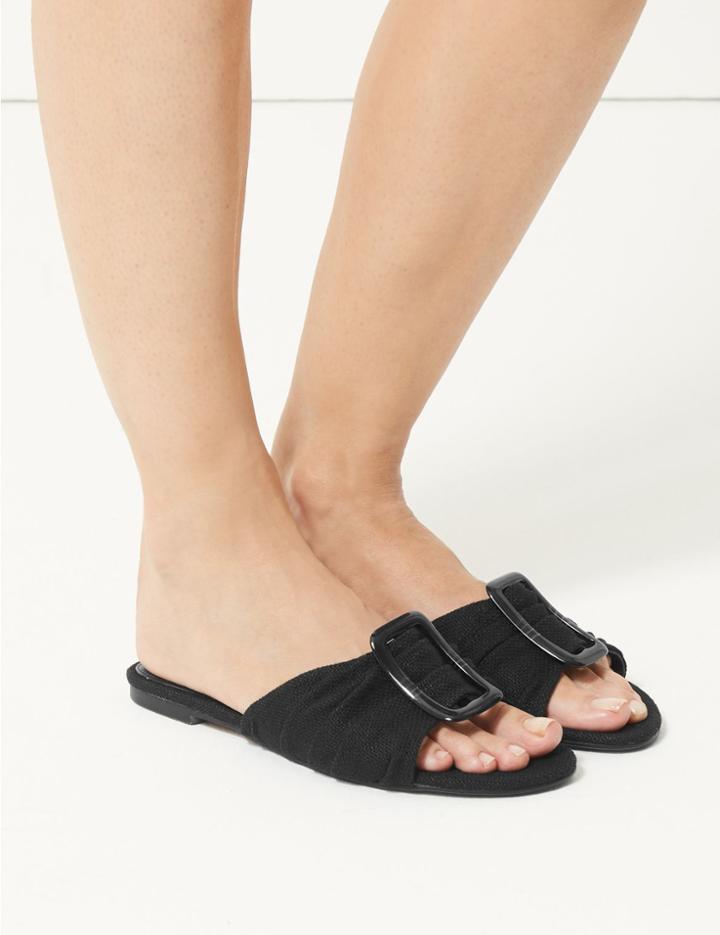 Marks & Spencer Ruched Buckle Sandals Black