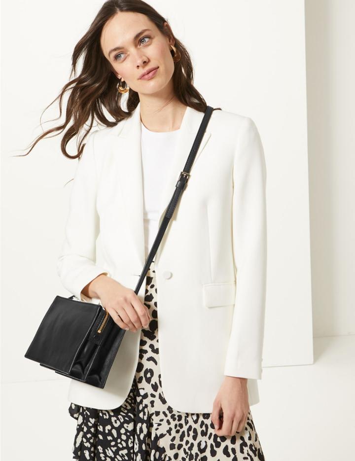 Marks & Spencer 2 Part Leather Cross Body Bag Black