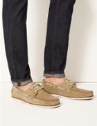 Marks & Spencer Suede Lace-up Boat Shoes Stone