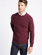 Marks & Spencer Pure Lambswool Crew Neck Jumper Raspberry