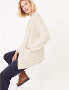Marks & Spencer Glacier Textured Edge To Edge Cardigan Cream