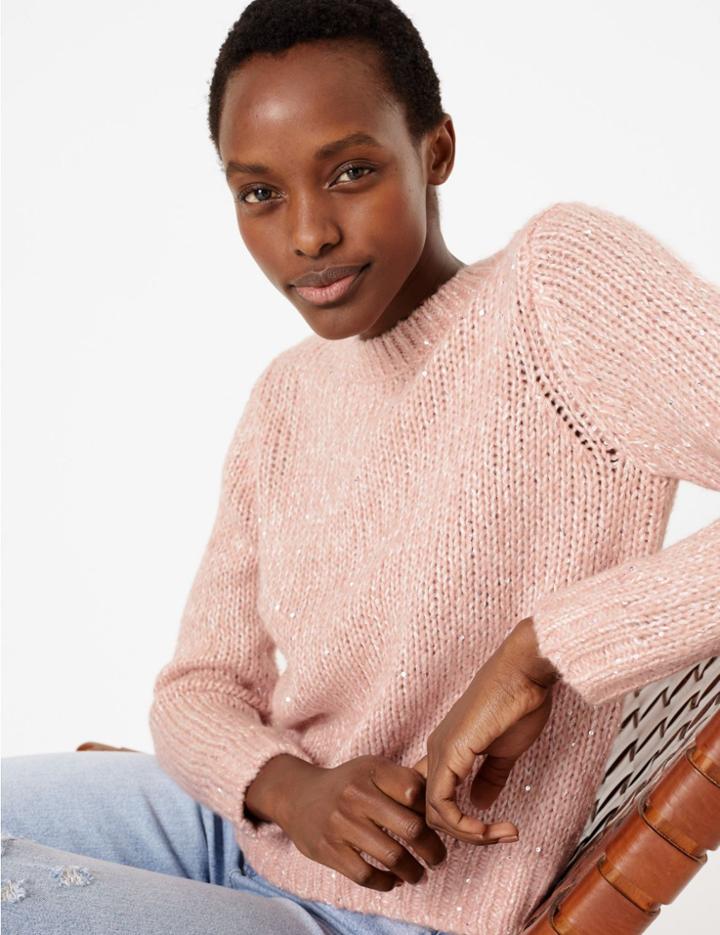 Marks & Spencer Sequin Jumper Pale Coral