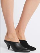 Marks & Spencer Leather Cone Heel Mule Shoes Black