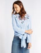 Marks & Spencer Pure Cotton Striped Long Sleeve Shell Top Blue Mix