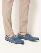 Marks & Spencer Suede Lace-up Boat Shoes Navy