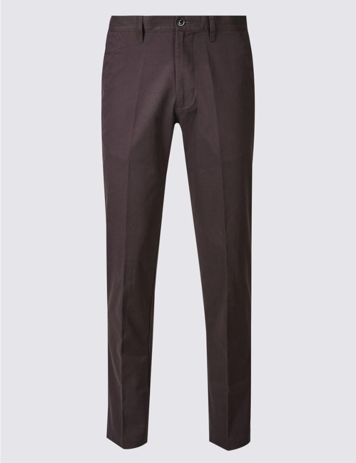 Marks & Spencer Straight Fit Pure Cotton Chinos Mulberry