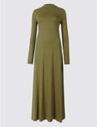 Marks & Spencer Jersey Turtle Neck Tunic Maxi Dress Khaki