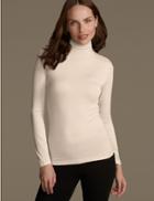 Marks & Spencer Heatgen&trade; Thermal Polo Neck Top Oatmeal