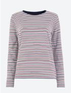 Marks & Spencer Pure Cotton Striped Straight Fit T-shirt White Mix