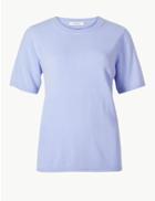Marks & Spencer Round Neck Short Sleeve Jumper Light Purple