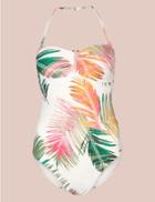 Marks & Spencer Secret Slimming&trade; Palm Print Bandeau Swimsuit White Mix