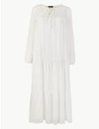 Marks & Spencer Embroidered Midi Relaxed Dress Ivory