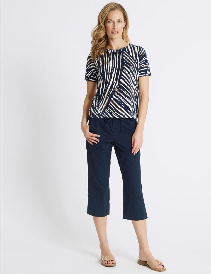 Marks & Spencer Pure Cotton Cropped Culottes Navy