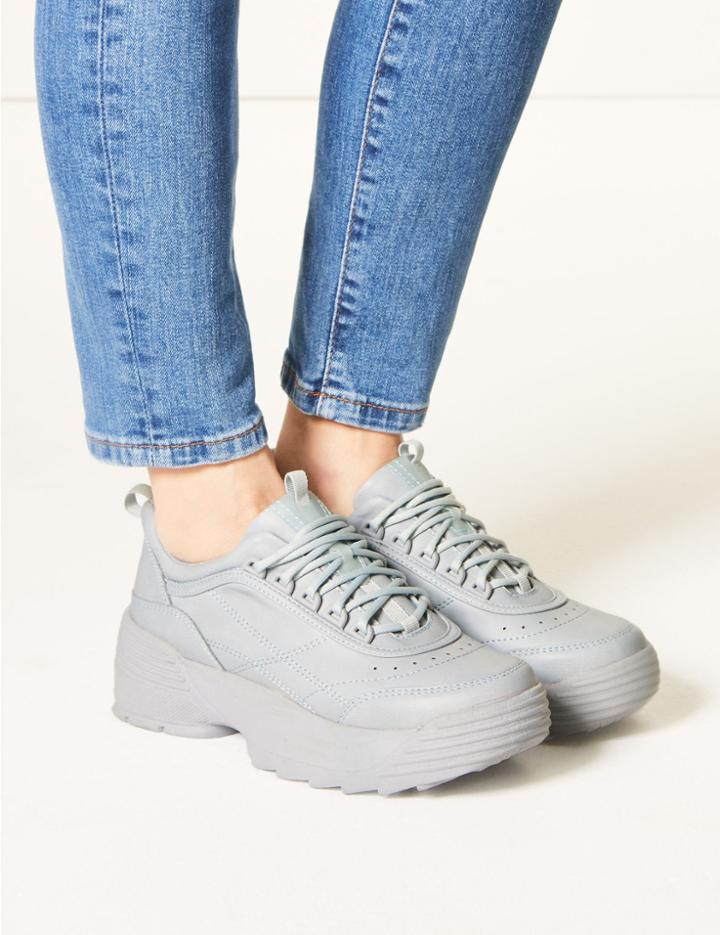 Marks & Spencer Lace-up Flatform Trainers Blue