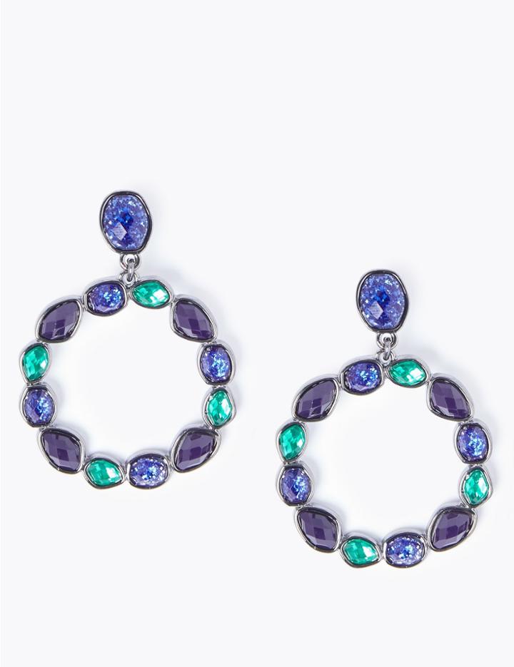 Marks & Spencer Gem Hoop Drop Earrings Blue Mix