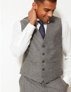 Marks & Spencer Textured Tailored Fit Waistcoat Dark Grey