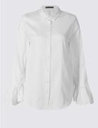 Marks & Spencer Cotton Rich Frill Cuff Shirt White