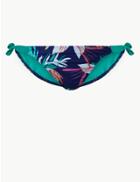 Marks & Spencer Palm Print Tie Side Hipster Bikini Bottoms Navy Mix