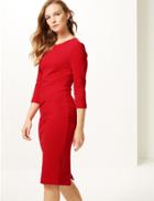 Marks & Spencer Cotton Rich Twisted Front Bodycon Dress Red