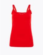 Marks & Spencer Lace Trim Vest Cherry Red