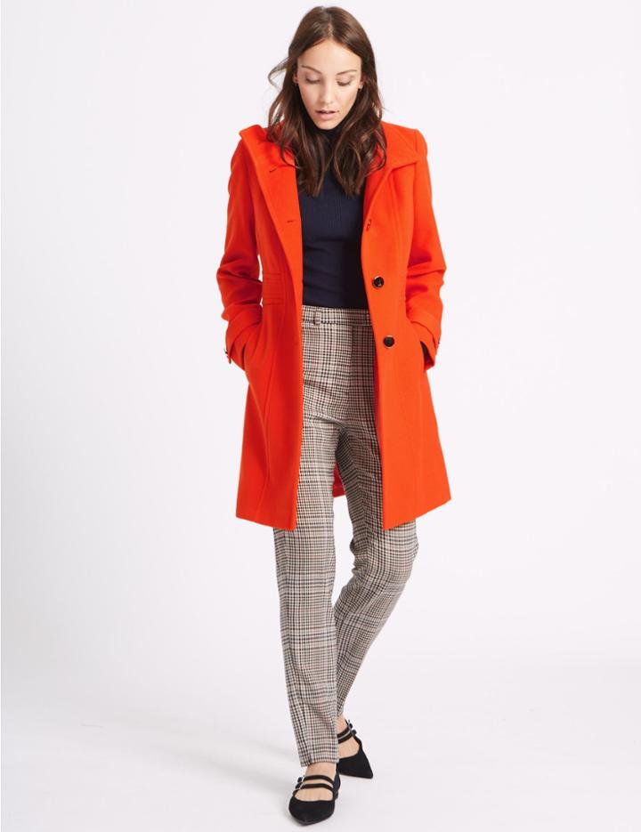Marks & Spencer Waist Stitch Detail Coat Orange