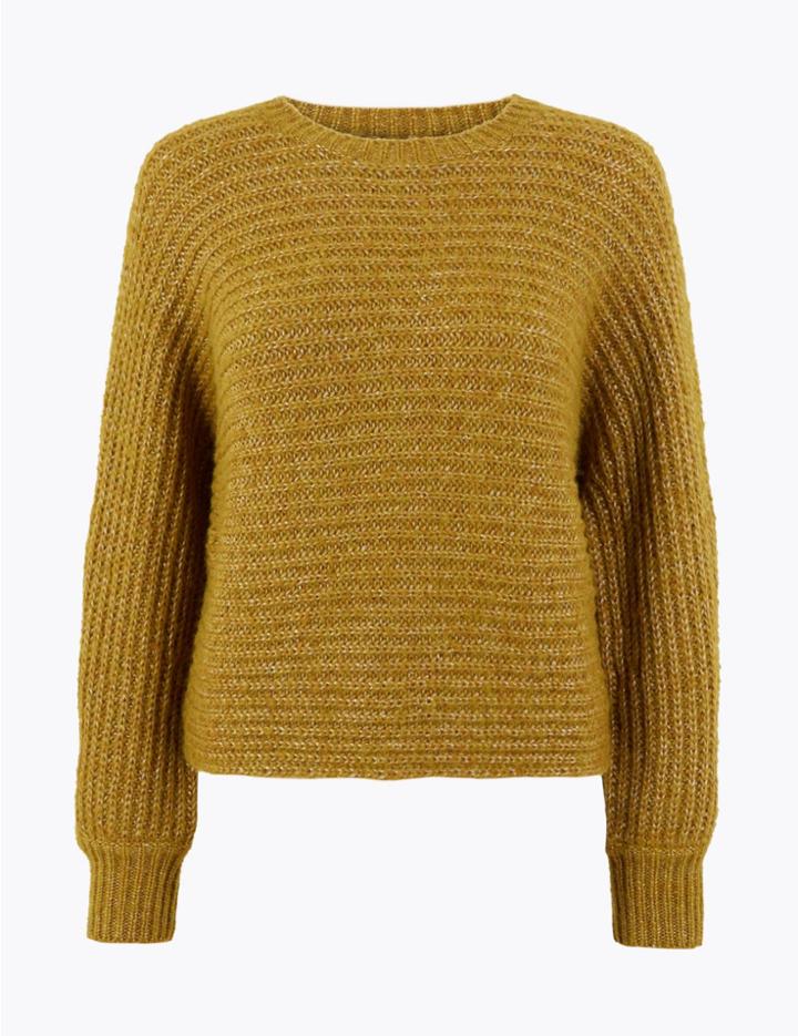Marks & Spencer Chunky Dolman Sweater Antique Brass