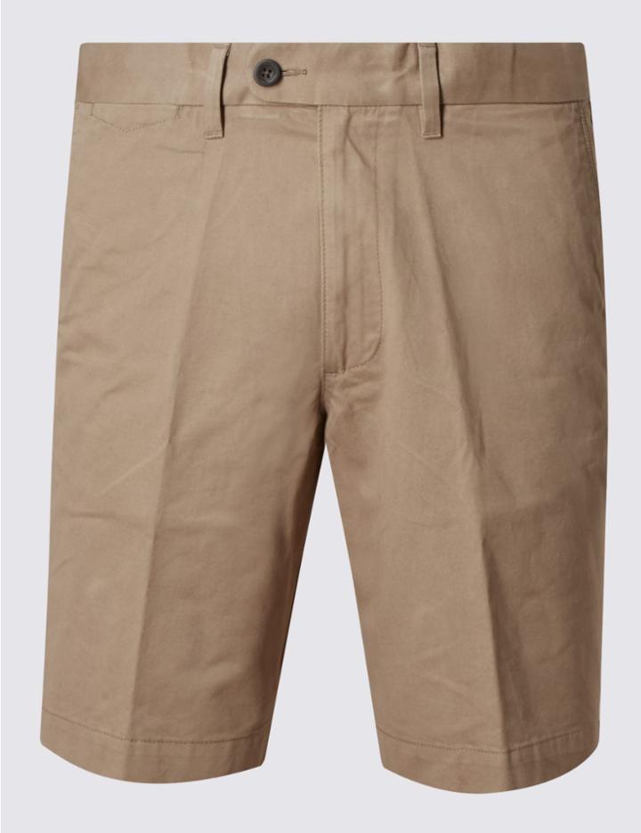 Marks & Spencer Pure Cotton Shorts With Adjustable Waist Putty