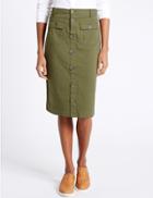 Marks & Spencer Sateen Pocket Detail Midi Skirt Khaki