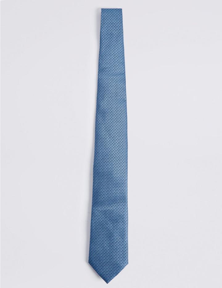 Marks & Spencer Pure Silk Micro Spotted Ties Periwinkle