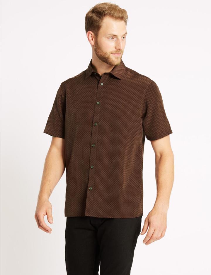 Marks & Spencer Geometric Print Shirt Aubergine Mix
