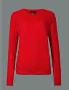 Marks & Spencer Pure Cashmere Ribbed Round Neck Jumper Chilli