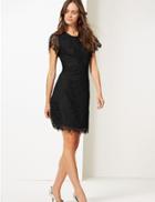 Marks & Spencer Lace Short Sleeve Skater Dress Black