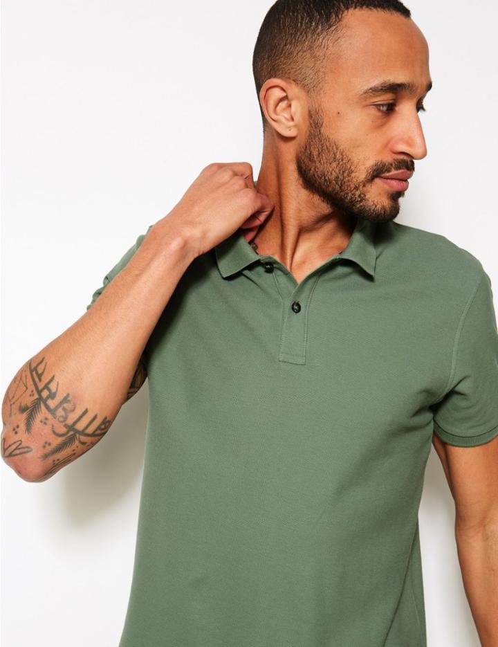Marks & Spencer Pure Cotton Polo Shirt Sage