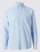 Marks & Spencer Pure Cotton Easy Care Oxford Shirt Blue